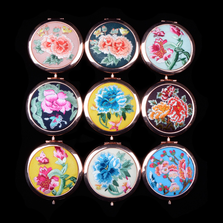 望江化妆随身镜精品出国送礼刺绣中国风古风摄影 手绣镜子