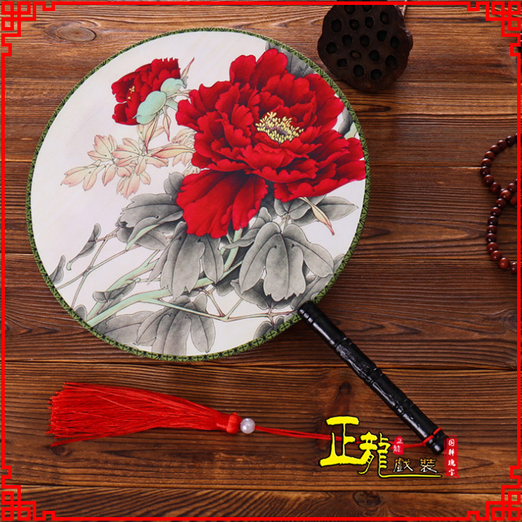 望江古典中国风团扇空白扇跳舞蹈扇 真丝宫扇