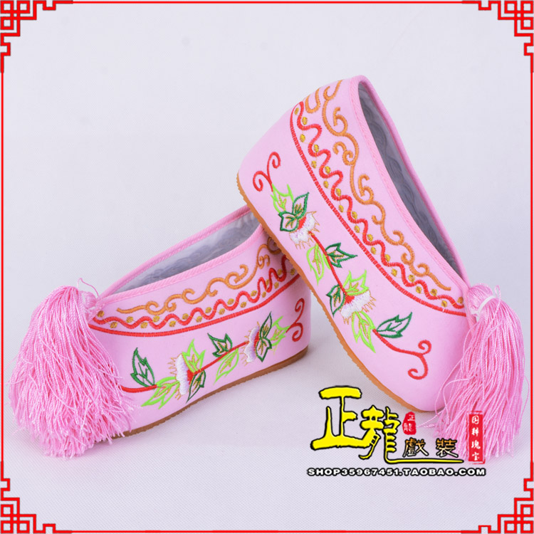 望江花旦鞋女绣花彩鞋 舒适款草花内高彩鞋