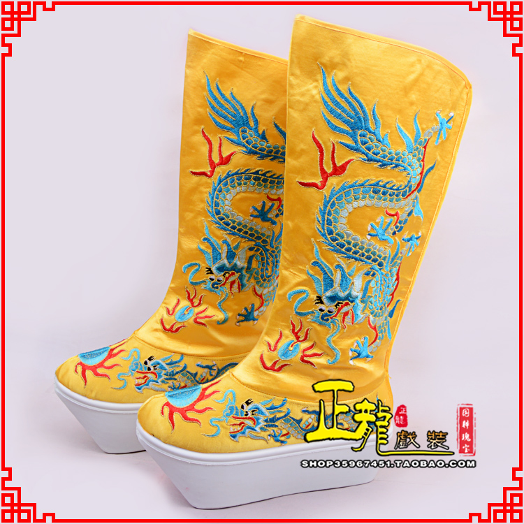 望江皇帝龙靴变脸靴绣龙靴子厚底官靴 好龙高靴