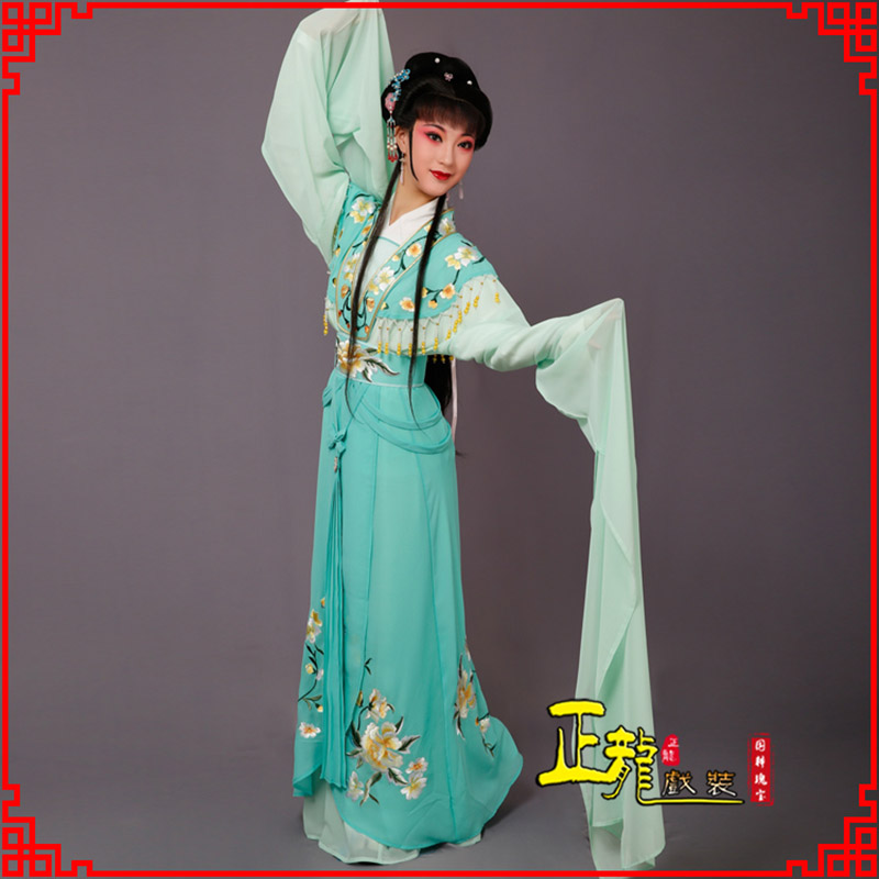 望江青衣水袖戏服演出服 云肩花旦衣